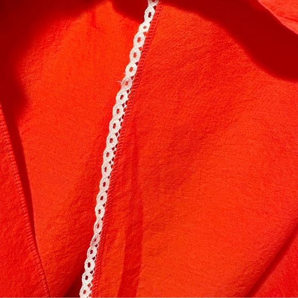 Alex Mill Side Button Cotton Poplin Midi Full Skirt Red Orange Size XL Pockets - Picture 8 of 13